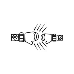 Obraz premium boxing gloves capitalism and communism icon. Element of Communism Capitalism for mobile concept and web apps icon. Outline, thin line icon for website design and development