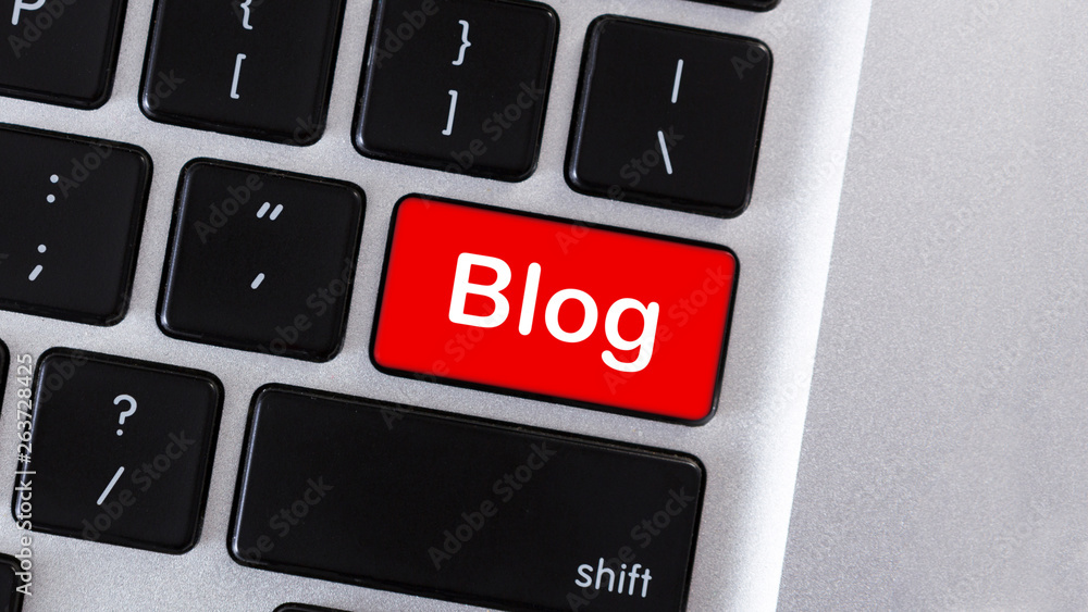 Leinwandbilder Red computer keypad button with text Blog