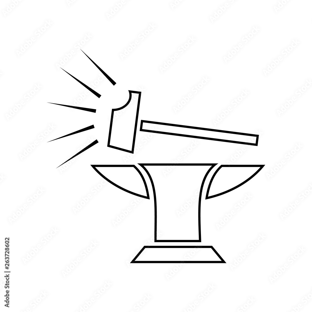 Poster hammer and anvil icon. element of communism capitalism for mobile concept and web apps icon. outline