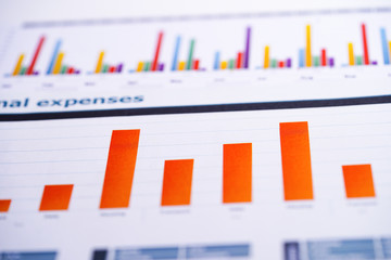 Charts Graphs spreadsheet paper. Financial development, Banking Account, Statistics, Investment Analytic research data economy, Stock exchange trading, Business office company meeting concept.