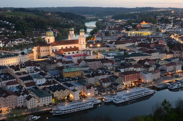 Panoramic view of Passau at night