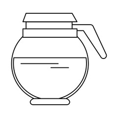Coffee pot full hot drink isolated in black and white