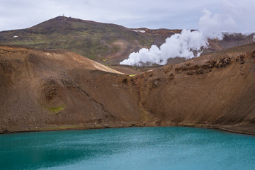 Famous crater Viti, part of Krafla caldera in Myvatn region of north part of Iceland