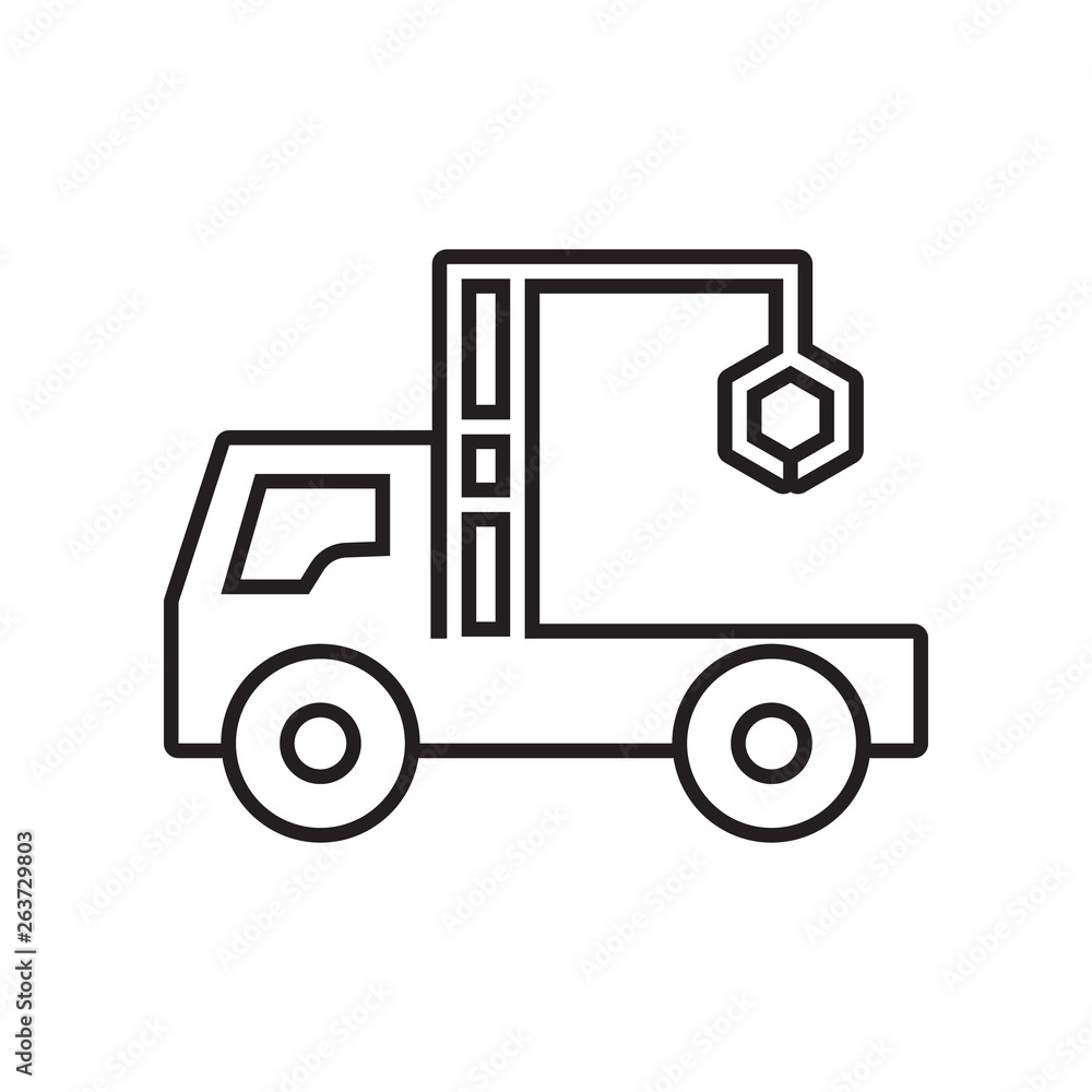 Poster truck crane icon. element of constraction tools for mobile concept and web apps icon. outline, thin 