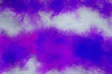 purple abstract tie dye pattern brushstrokes hand drawn background, digital painted on fabric background.