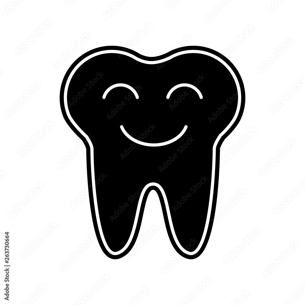 Poster smiling tooth icon. element of dantist for mobile concept and web apps icon. glyph, flat icon for we