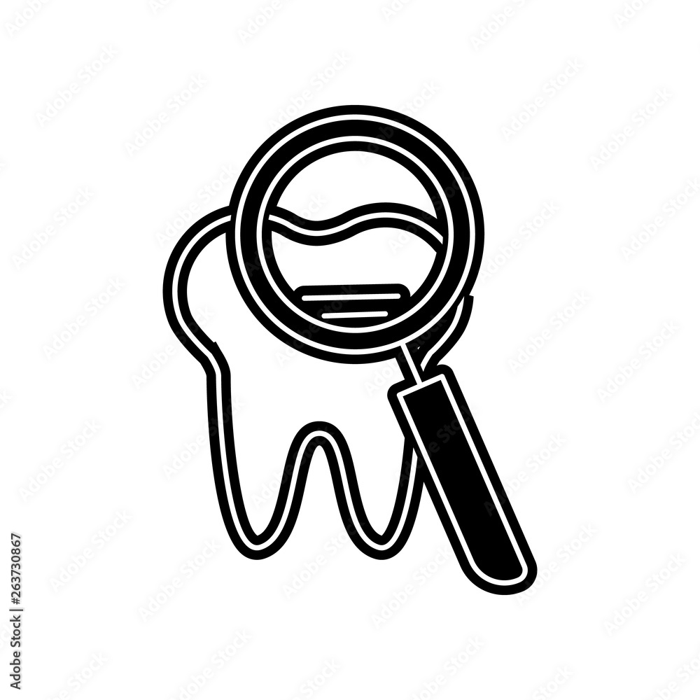 Poster magnifier and tooth icon. element of dantist for mobile concept and web apps icon. glyph, flat icon 