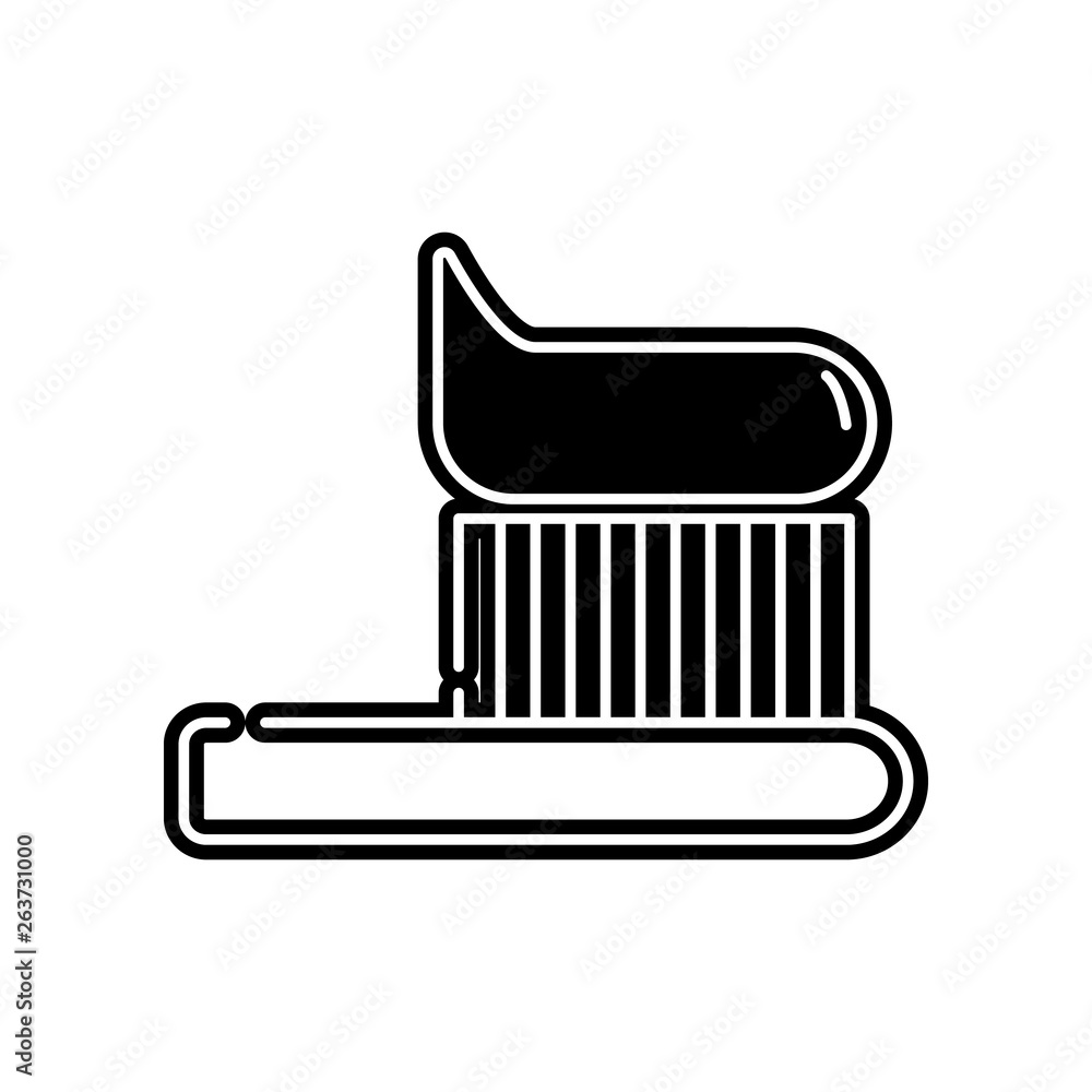 Poster toothbrush tooth brush with toothpaste line art icon. element of dantist for mobile concept and web 