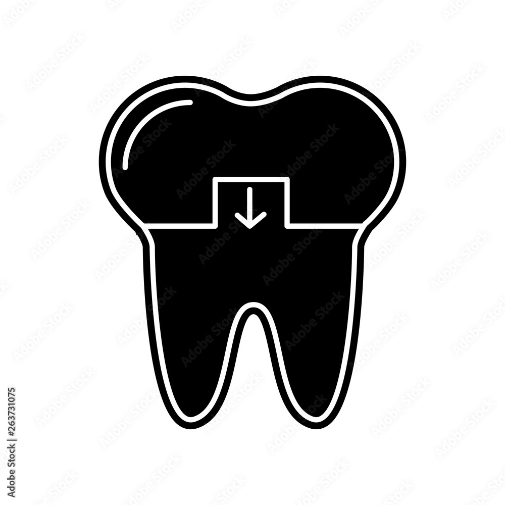 Poster crowned tooth icon. element of dantist for mobile concept and web apps icon. glyph, flat icon for we