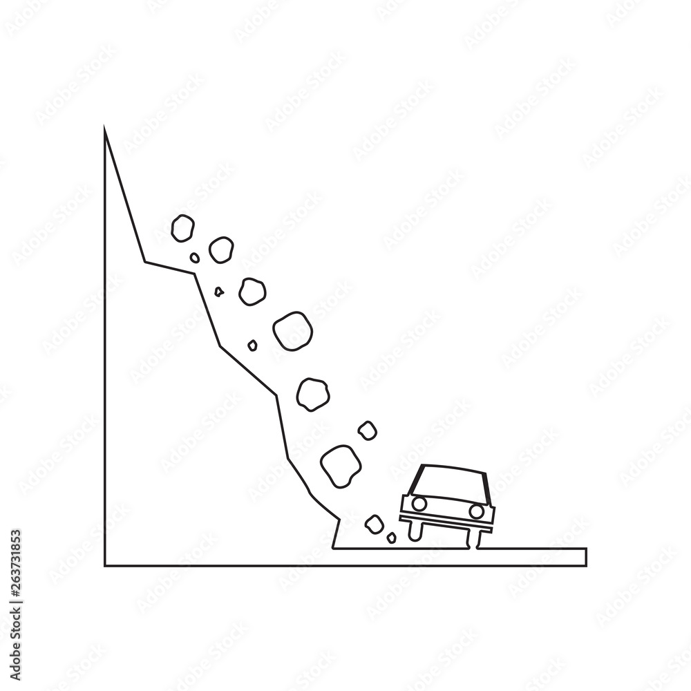 Poster rock fall car icon. element of desister for mobile concept and web apps icon. outline, thin line ico