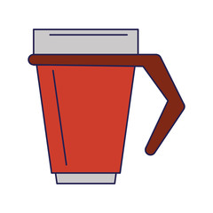 Coffee hot plastic cup coffeeshop with handle isolated blue lines