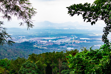 Aerial view of Bukit Mertajam, Penang from the Cherok Tokun, Bukit Mertajam Recreational Forest.