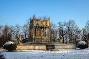 Mausoleum of Stanislaw Potocki and Aleksandra Potocka in Wilanow Park in Warsaw city