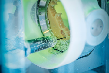 Cutting and milling dental implant. Modern technology cad cam © kaninstudio