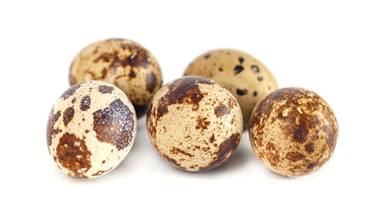 quail eggs isolated on white background. close up