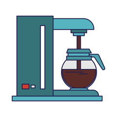 Coffee making machine with pot blue lines