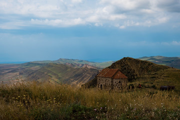 Fototapeta na wymiar Border patrol hut between Georgia and Azerbaijan