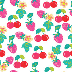 pattern with strawberries and cherries.