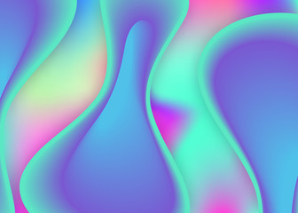 Fluid dynamic. Colorful book, magazine layout. Holographic 3d backdrop with modern trendy blend. Vivid gradient mesh. Fluid dynamic background with liquid shapes and elements.