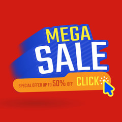 Fototapeta premium Sale banner template design, Maga sale special offer, Special offer Up to 50% off vector Illustration
