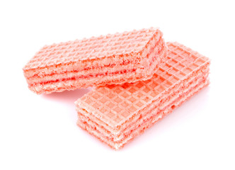 wafers with strawberry isolated on white background