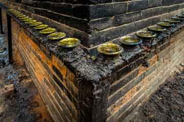 Two vanishing points and dirty nepalese butter candles holders