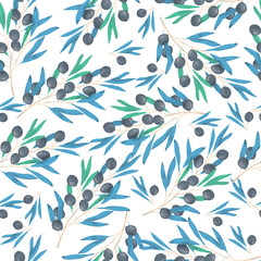 Olive pattern digital clip art watercolor drawing flowers illustration similar on white background
