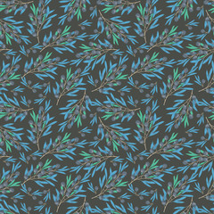 Naklejka na ściany i meble Olive pattern digital clip art watercolor drawing flowers, fabric, textile and box illustration similar on black background