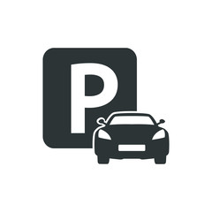 Parking zone. Car parking icon. Vector illustration.