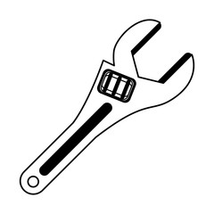 Monkey wrench construction and repair work isolated in black and white