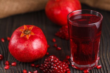 grains of a grenade on a dark rustic background