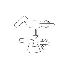 fitness, knee, sit ups outline icon. Element of fitness illustration. Signs and symbols icon can be used for web, logo, mobile app, UI, UX