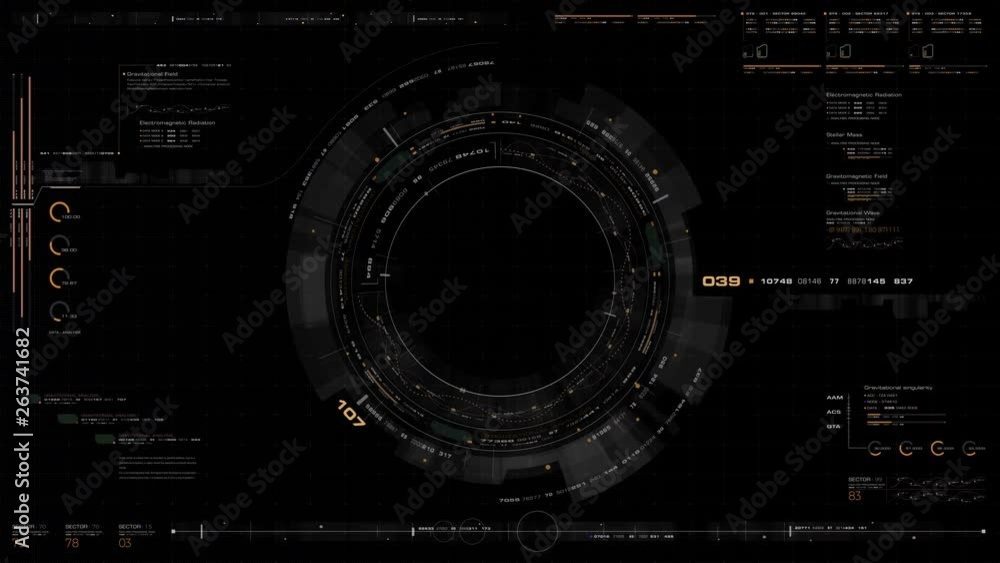Aufkleber Futuristic motion graphic user interface head up display screen with digital data telemetry information display for digital background computer desktop display screen