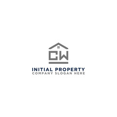 Logo template vector Design, property, real estate with the initials CW - Vector