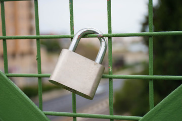 padlock on fence