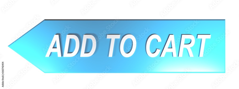 Poster add to cart on blue arrow - 3d rendering