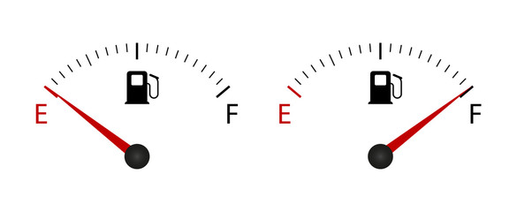 Fuel indicator Meter. Fuel gauge. Vector illustration. - obrazy, fototapety, plakaty