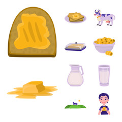 Vector illustration of food and dairy icon. Collection of food and cholesterol stock symbol for web.