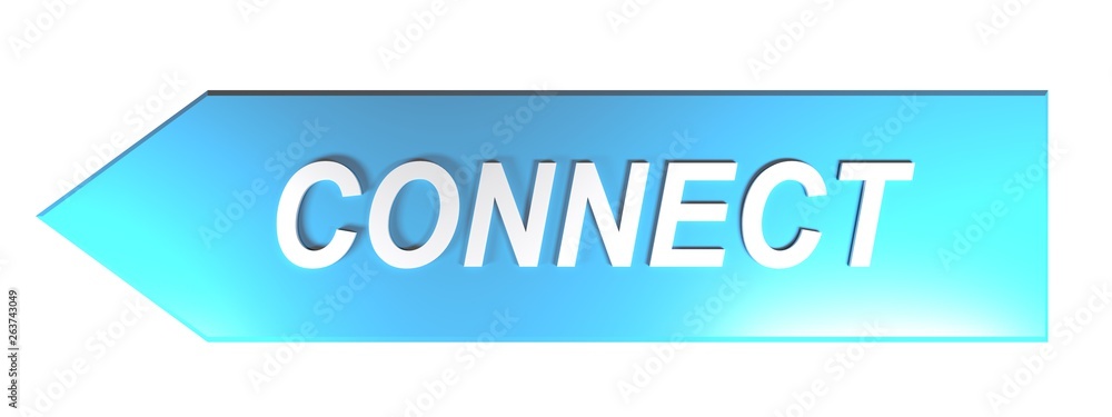Poster connect on blue arrow - 3d rendering