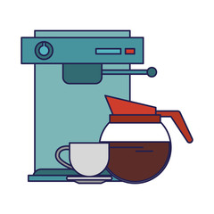 Espresso machine with coffee pot blue lines