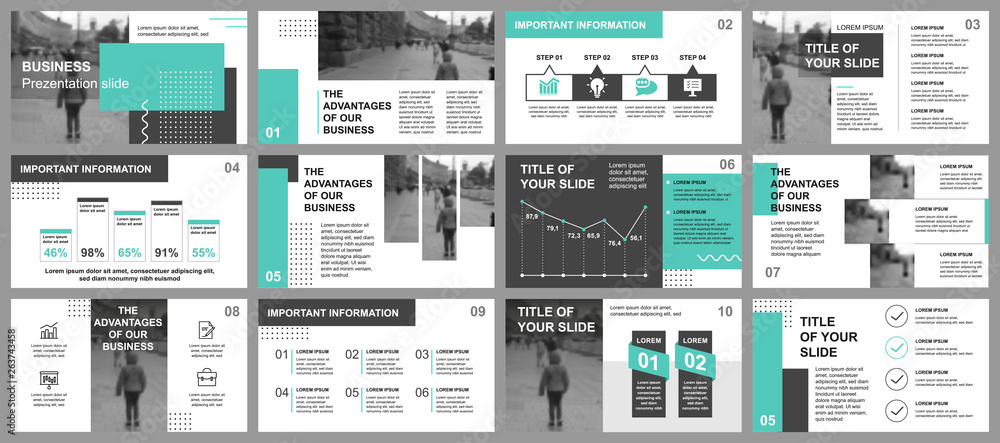 Poster Business presentation slides templates from infographic elements. Can be used for presentation template, flyer and leaflet, brochure, corporate report, marketing, advertising, annual report, banner.