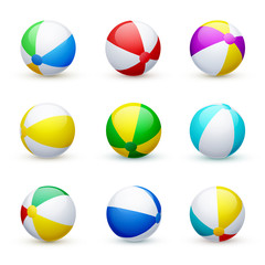 Beach ball striped rubber toy, realistic set