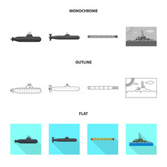 Isolated object of war  and ship symbol. Set of war  and fleet stock vector illustration.