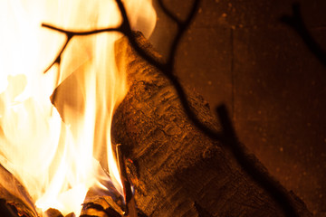 fire in fireplace