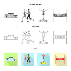 Vector illustration of sport  and winner sign. Set of sport  and fitness  vector icon for stock.