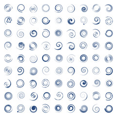 Design elements set. 81 spiral icons.