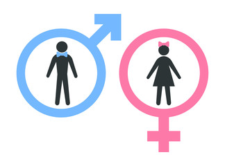 Male and female icons. Man and woman toilet sign. Sex symbol.