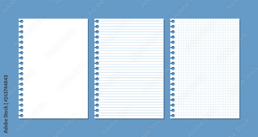 Poster sheets of paper from a notebook or notepad. vector illustration.