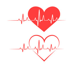 Heartbeat line. Heart pulse. Line cardiograms.