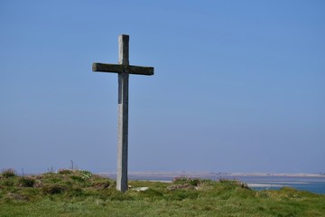 Wooden cross on St Cuthberts Island